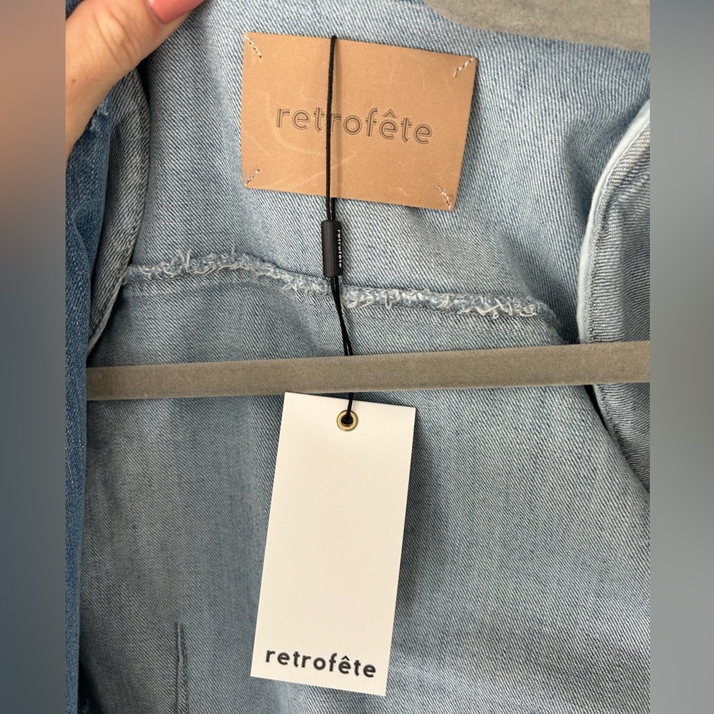 NWT retrofete Willa Mini Dress in Light Wash Denim Jean Long Sleeve XS extra sma - Picture 9 of 10